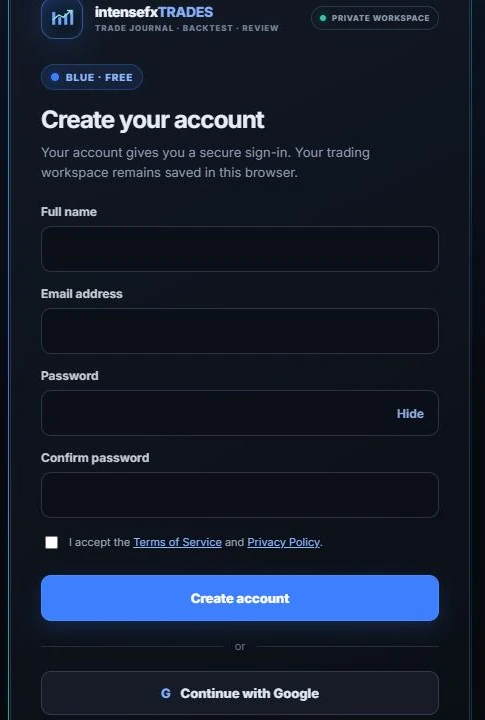 Create account form